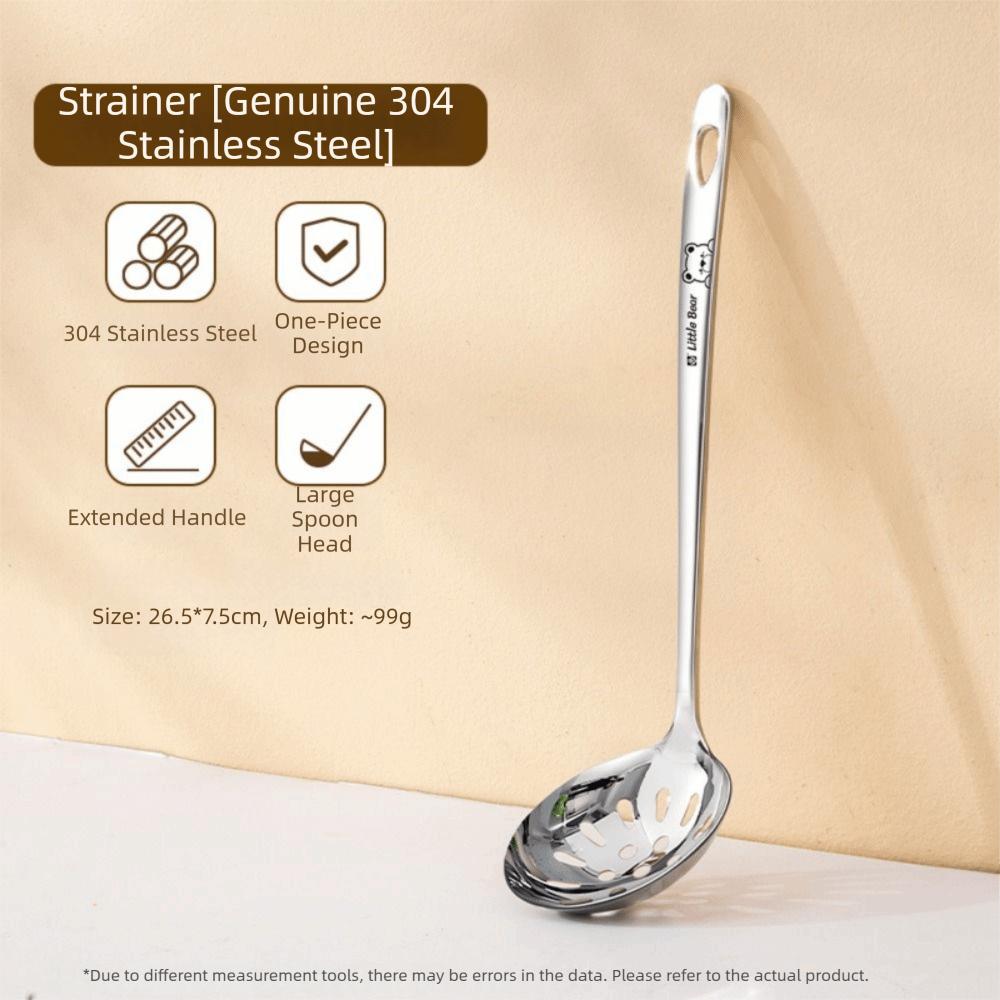 316 Edelstahl Löffel mit langem Stiel Suppenlöffel Hitzebeständig Große Kapazität Schlitzlöffel Silber Leicht zu reinigen