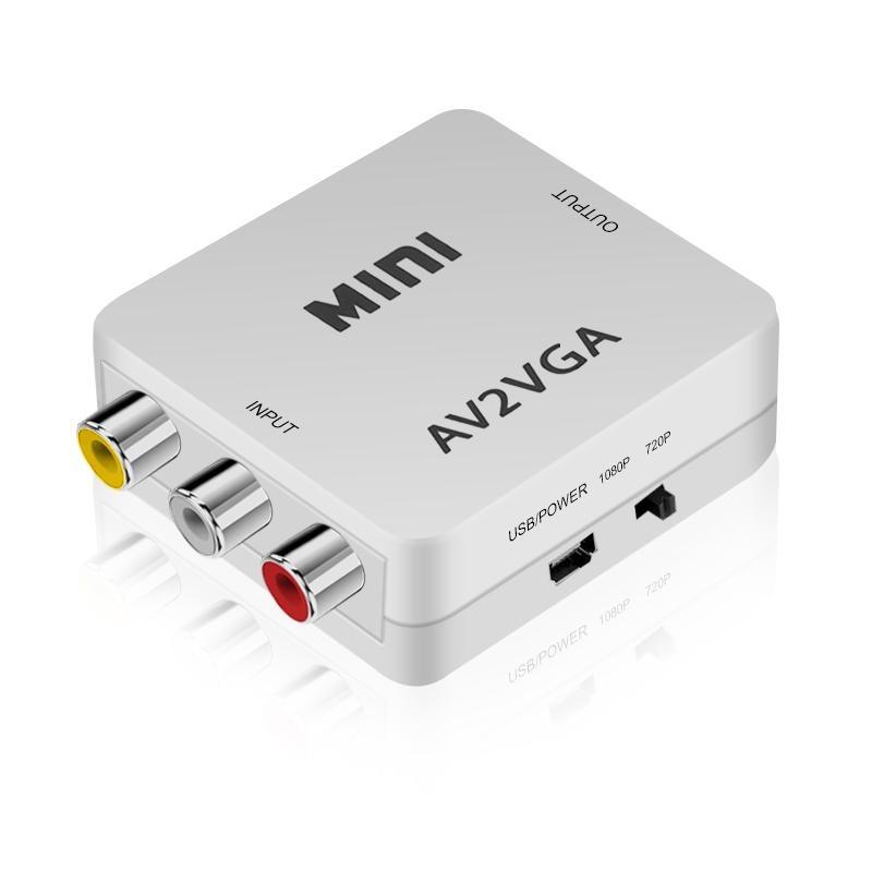 RCA auf VGA Video Konverter Mini AV auf VGA Adapter mit 3,5 mm Audiokabel für Multimedia-Videoübertragung