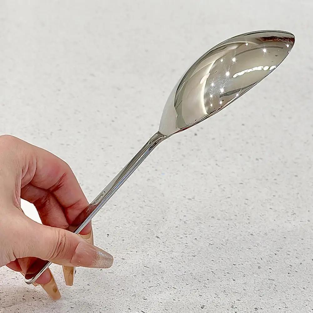 1Pc Stainless Steel Ladles For Serving Soup Rice Serving Spoon Drain Hole Heat Insulated Handle Kitchen Utensils For Daily Use