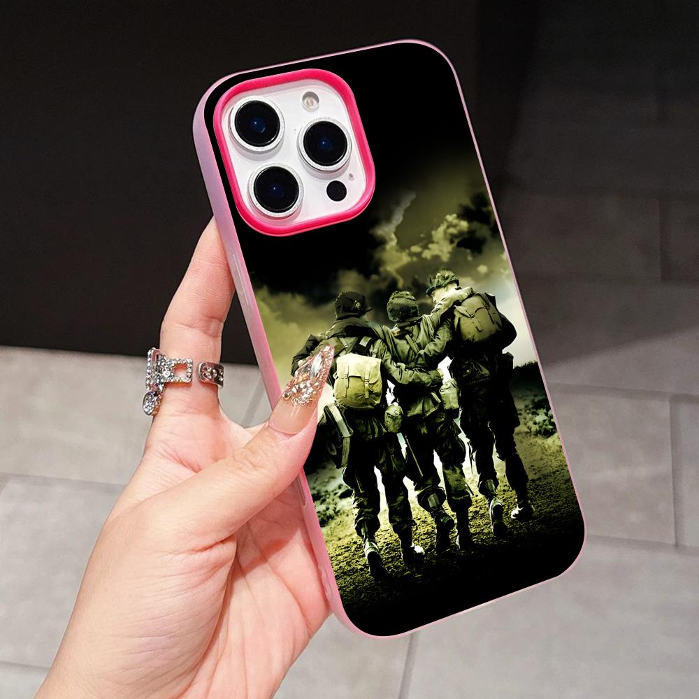 

Чехол для телефона Band of Brothers для iPhone 17 16 15 14 13 12 11 Air Pro Max Plus Желейный Двухслойный Розово-красный Чехол iPhone 15 Plus