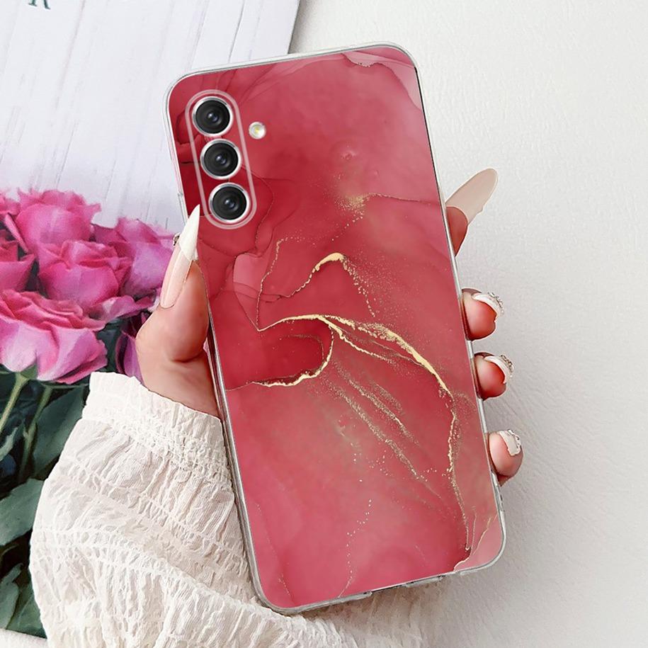 For Samsung Galaxy A24 4G Case SM-A245F Cover Fashion Flower Marble Soft Silicone Phone Covers For Samsung A14 A34 A54 5G Fundas