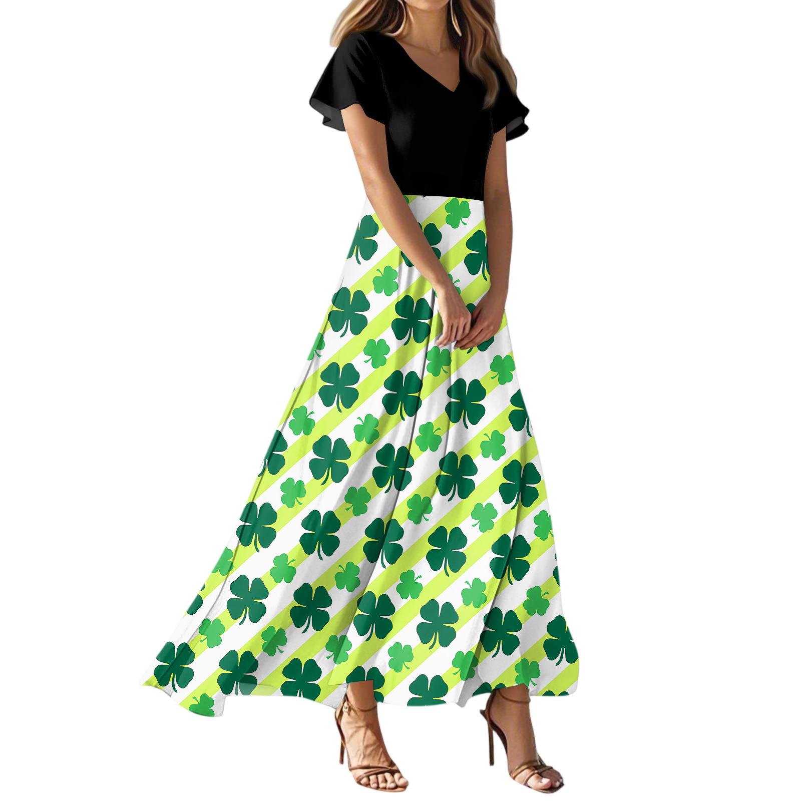 

Women s Summer Casual Fashion Saint-Paul Printed Dress V-Neck Short-Sleeve Dress XL