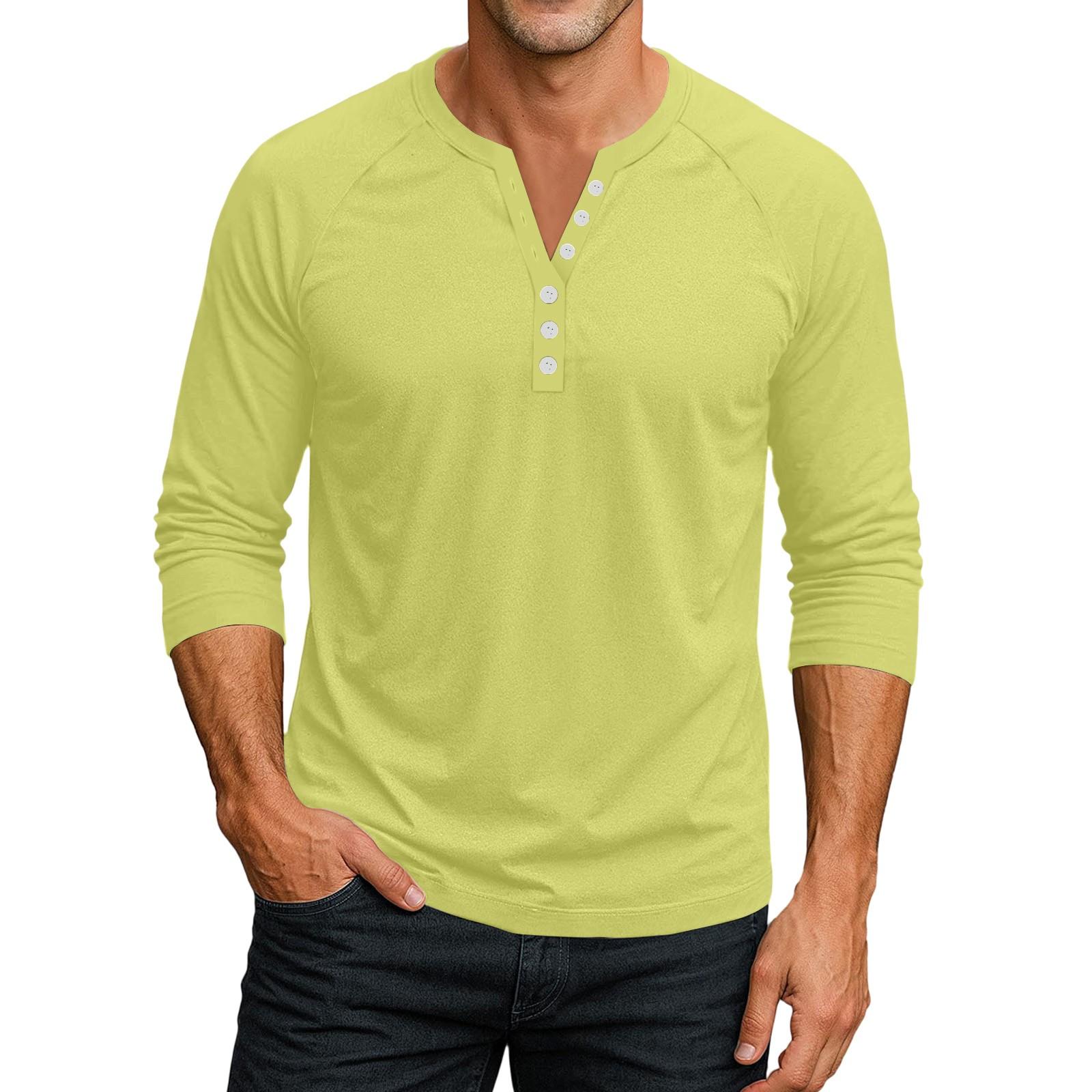 

Мужской контрастный топ реглан на пуговицах с рукавом 3/4 XL жёлтый