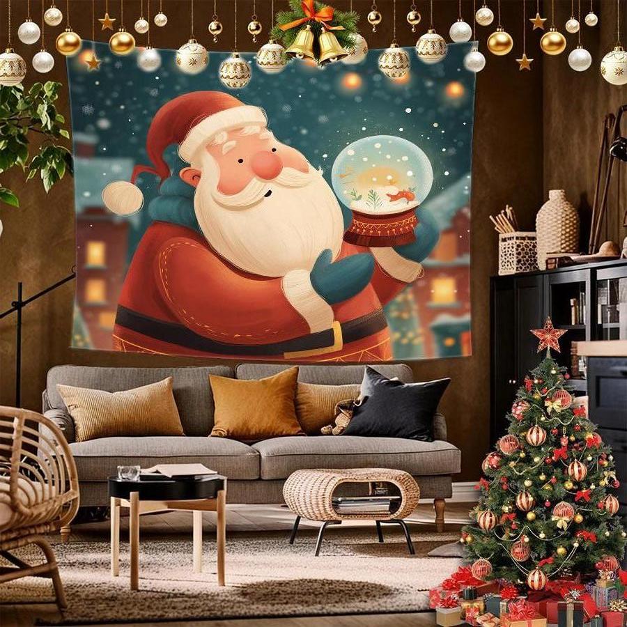 Christmas Cartoon Tapestry Background Cloth Hanging Cloth Bedroom Bedside Decorative Wall Cloth Rental Dormitory Tapestry