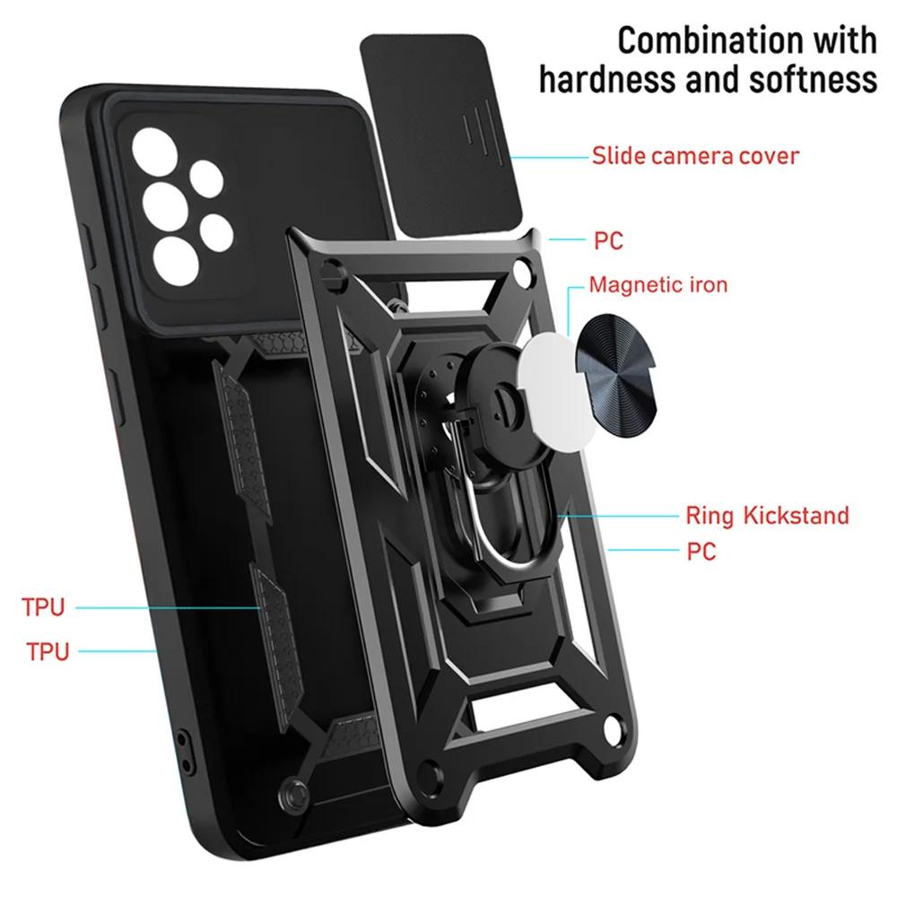 Military Grade Armor Case For Samsung Galaxy S25 S24 S23 S22 Ultra Plus S21 S20 Note 20 FE Edge Phone Holder Ring Stand Cover