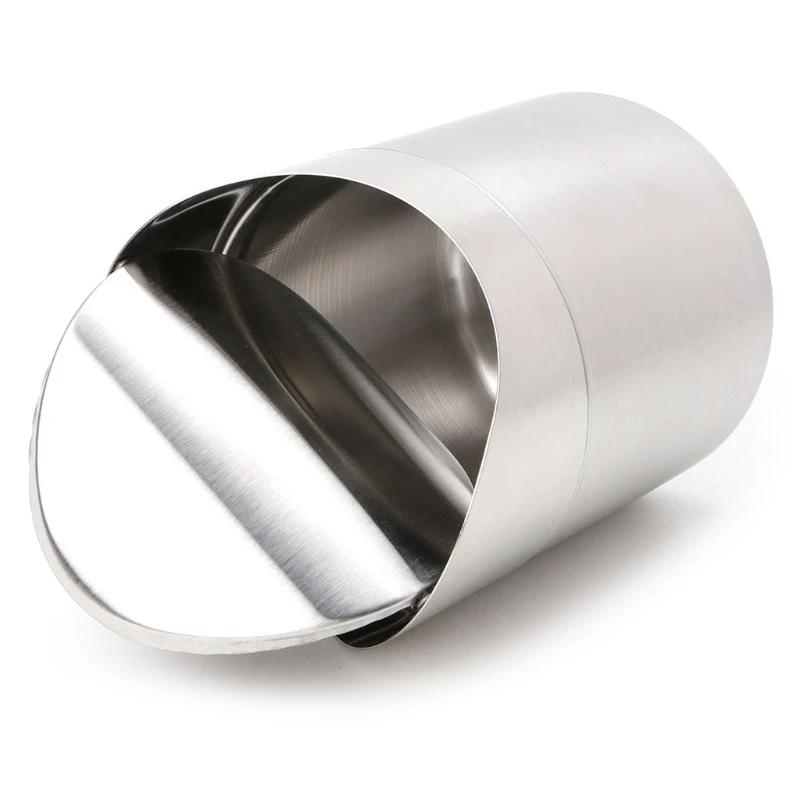 Stainless Steel Desk Trash Bin Countertop Waste Can With Swing Lid 1.5 L Mini DustBin