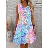 Women's Tropical Floral Print Sleeveless A-line Dress- Lightweight
