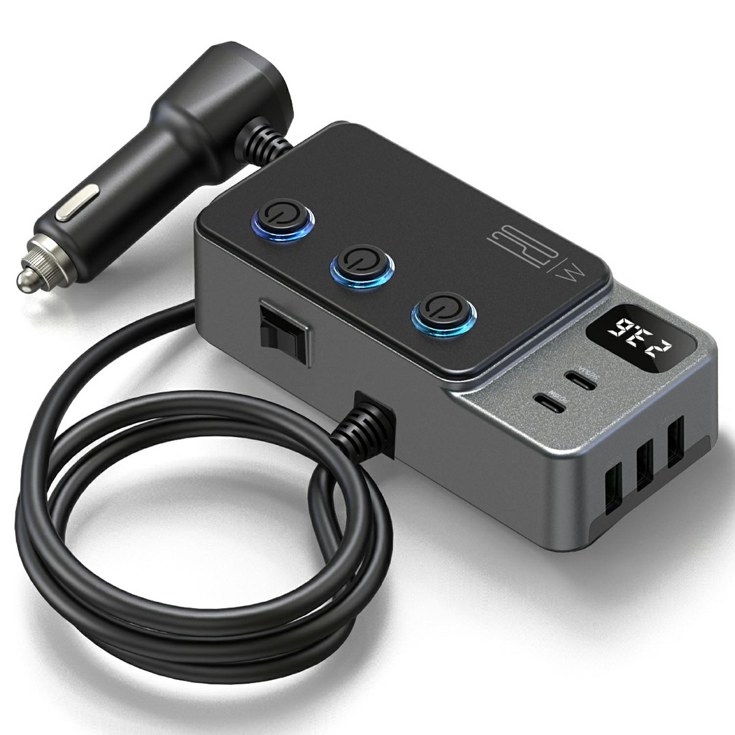 

GC06 Car Charger High Power Fast Charging Voltage Display Cigarette Lighter Adapter