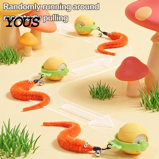 Autonomous Play Pet Toy Interactive Cat Ball, Self Rolling Ball with Bell And Detachable Plush Tail, Automatic Obstacle Avoidance, Rechargeable Light
