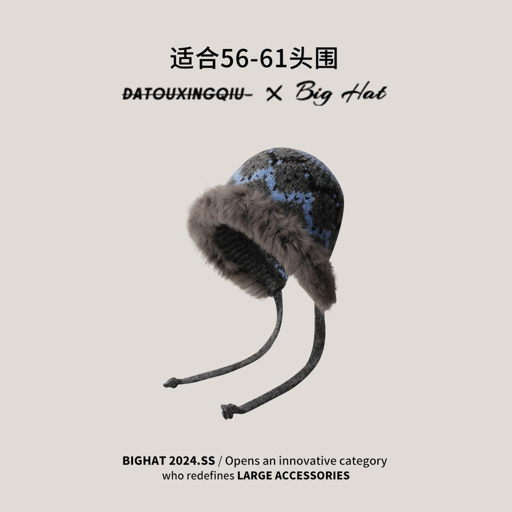 Big Head Planet Christmas Wind Fair Island Collection Women's Winter Plush West Sichuan Knitted Hat Warm Wool Hat Scarf