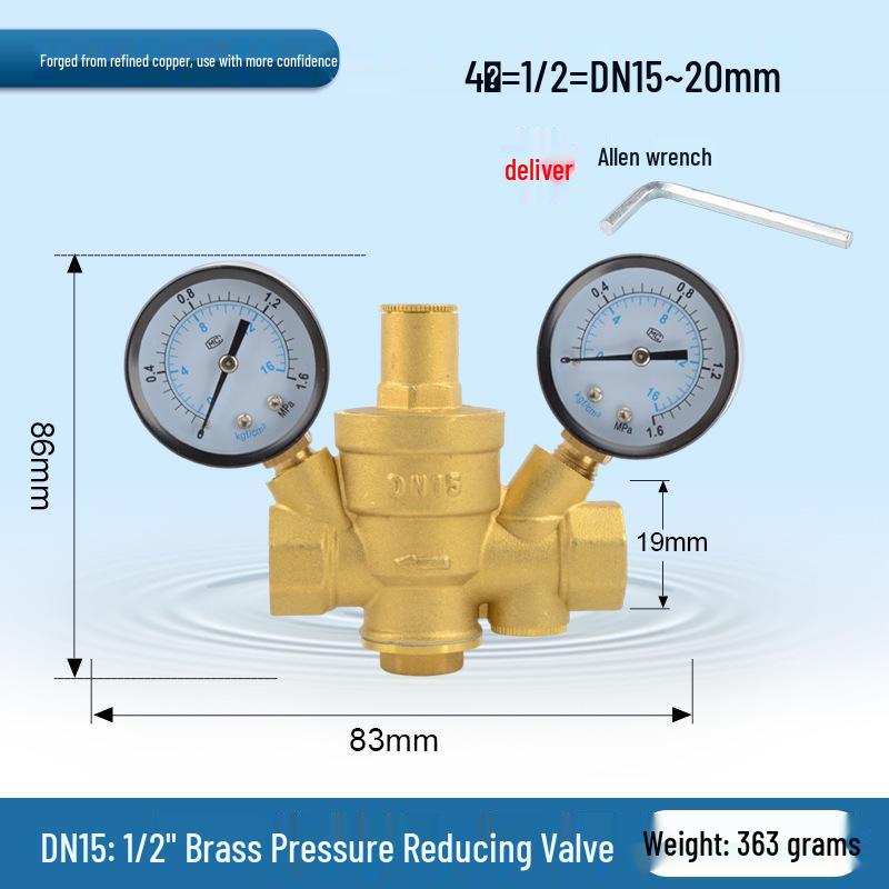 Adjustable Brass Water Pressure Reducing Valve for Heaters & Purifiers
