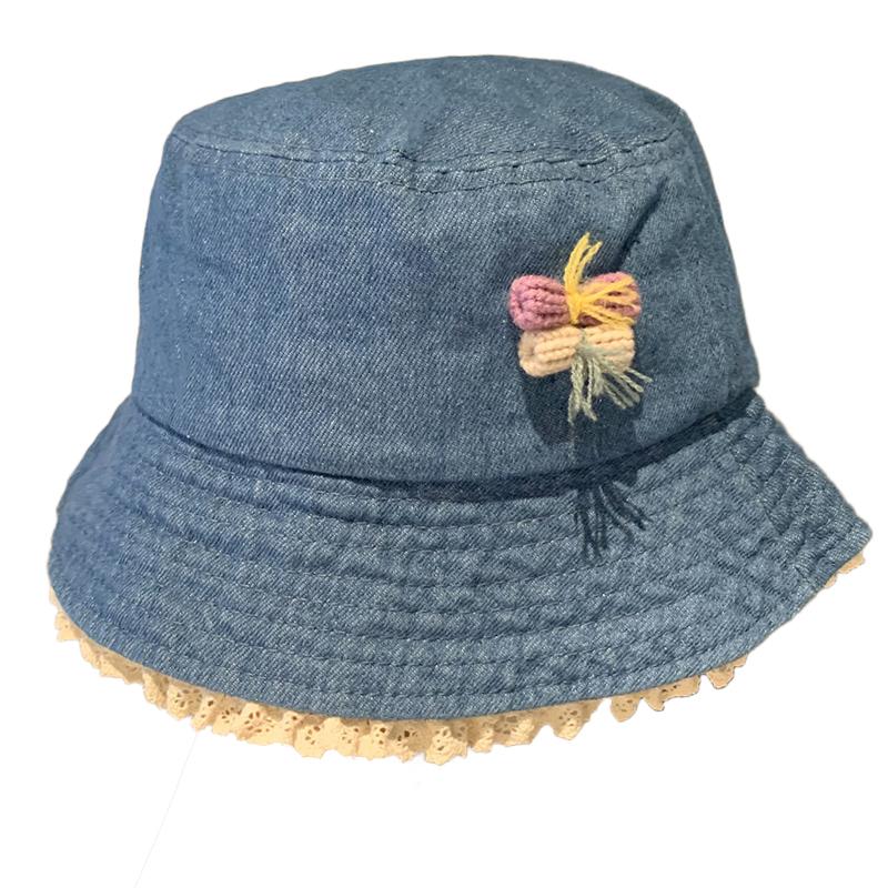 

1 шт., корейский стиль, модная джинсовая шляпа от солнца, широкие поля, кружевная отделка, летняя шляпа-ведро, рыбацкая шляпа, шикарная солнцезащитная шляпа 54-58 см 56-58cm
