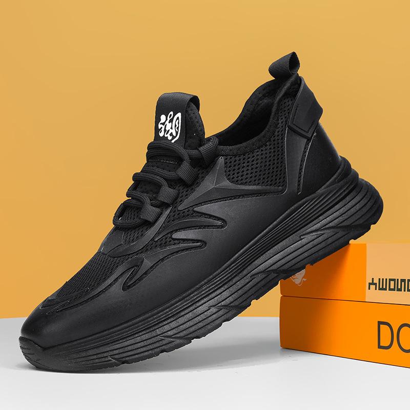 

2024 summer new men s trendy versatile casual breathable thick-soled round head men s sports shoes trendy shoes men 39 чорний