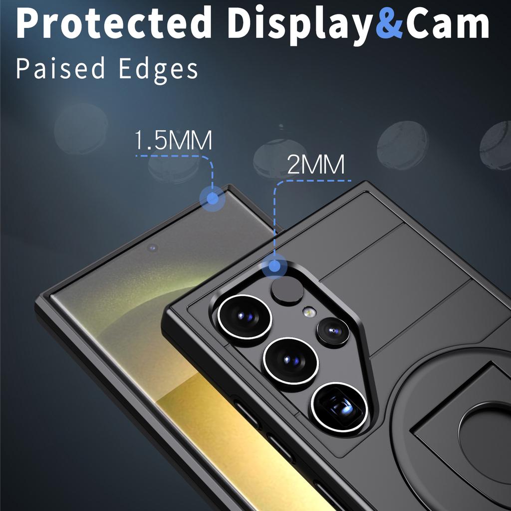 For Samsung Galaxy S25 Ultra Magnetic Case Slide Camshield TPU+PC Kickstand Phone Cover