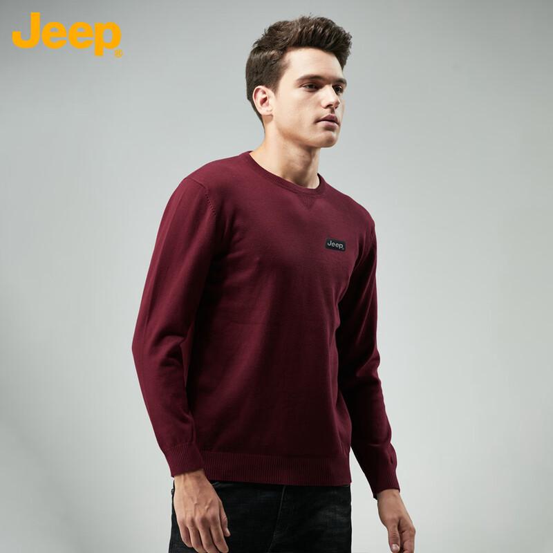 JEEP Men's Fleece Lined Round Neck Sweater