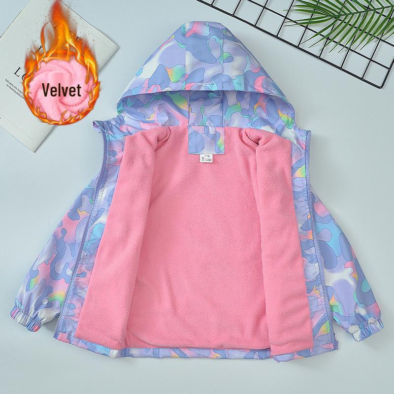 Girls' Korean Style Fleece-Lined Windbreaker - Autumn/Spring Fashion