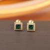 Retro Small Emerald Threaded Square Earrings Women'S Light Luxury Sugar Cube 2025 Exquisite Ear Jewelry