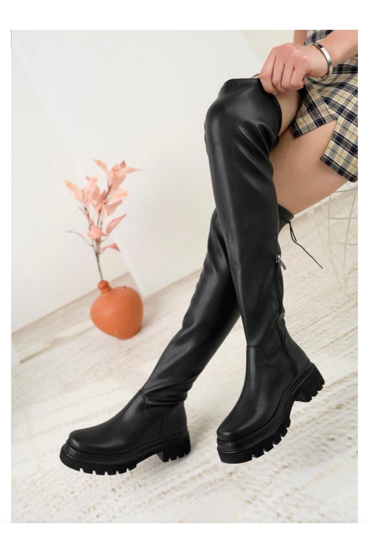 

Женские современные стильные модные сапоги Сапоги Sulya Сапоги выше колена Черные 36