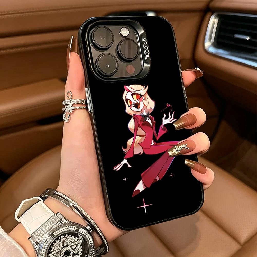 H-Hazbin C-Charlie H-Hotel HCH For iPhone 17 16 15 14 13 12 11 Pro Max XS 17 Air Silicone Colored Silver Bumper Cover