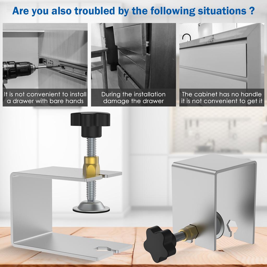 2Pcs Drawer Front Clamp Anti Slip Cabinet Installation Clamps Tool Stainless Steel Woodworking Clamp Device Multipurpose Drawer