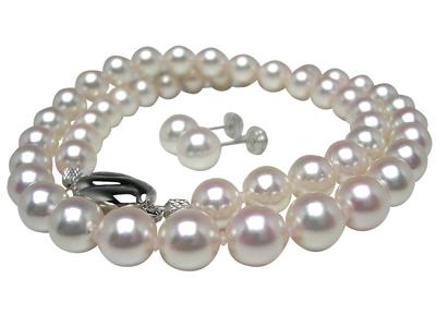 Isowa Pearl specializovaný obchod s perlami v Ise sada náhrdelníku a náušnic z perel Akoya Bílá růžová Stříbrné zapínání 62517 (Isowa Pearl, Shima) 7,5–8,0 mm