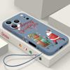 Cute Santa Claus Pattern TPU Soft Silicone Case For iPhone 17 Pro Max 16E 16 15 14 13 Pro Max 12 Pro 11 Shockproof With Lanyard Phone Cover Fundas