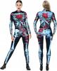 Women's Skeleton Skull Roses Flowers Jumpsuit Costume Halloween M