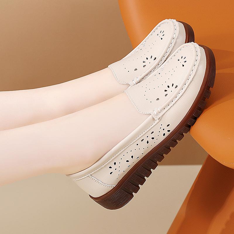 Women's Summer Loafers Leather Driving Moccasins Comfort Flats Casual Slip On Plus Size Shoes for Girl