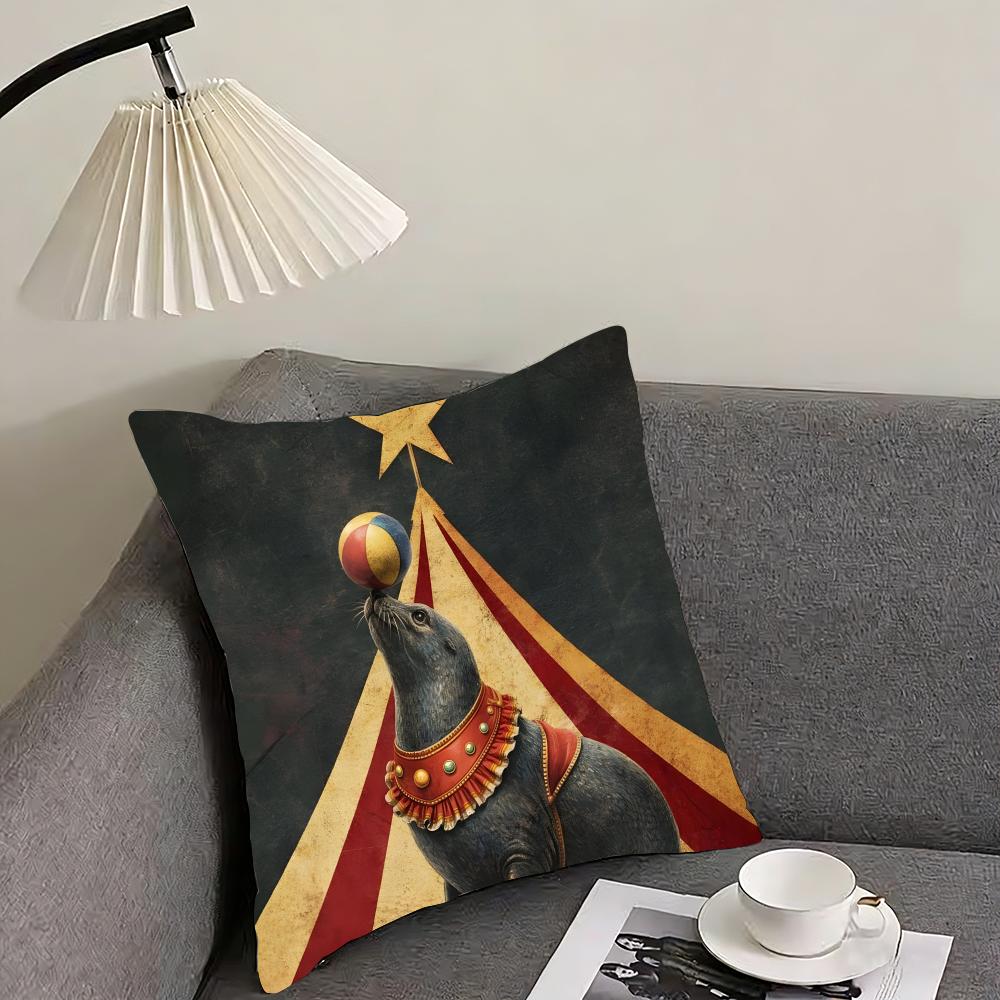 Carnival Circus Fashion Cushion Cover Pillowcase Ultra Soft Skin Friendly Fabric Cloud Like Comfort Concealed Zipper