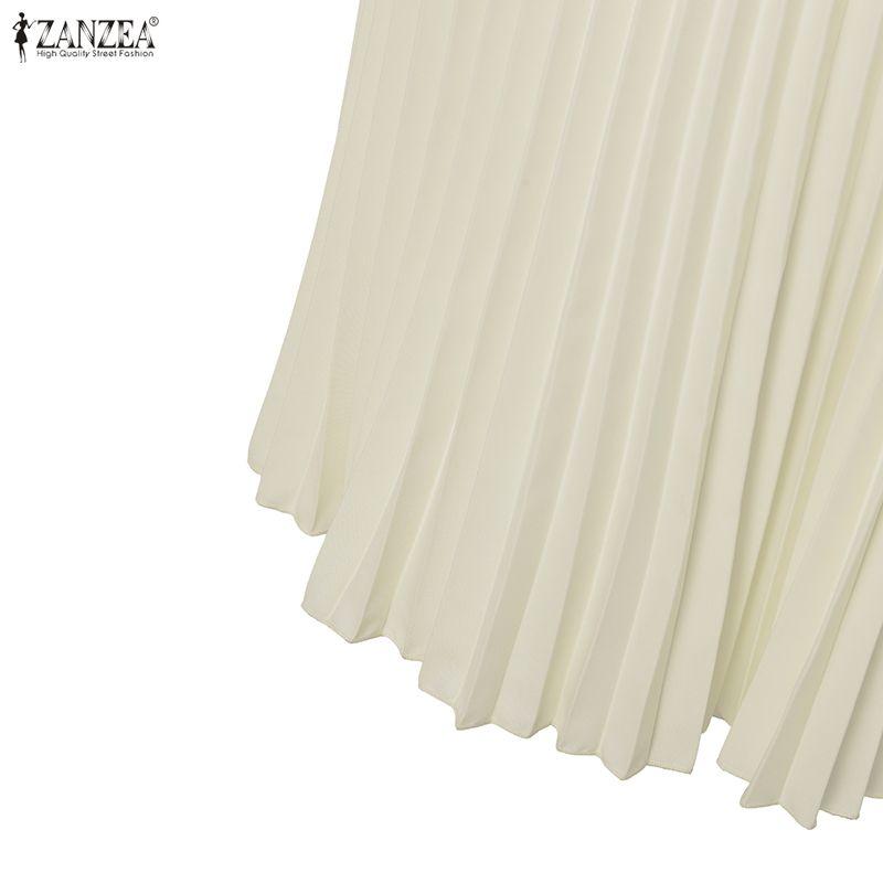 ZANZEA Women Elegant Round Neck Casual Half Sleeve Lace Splice Dress