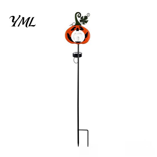 Outdoor Night Lighting for Trails Halloween Pumpkin Solar Yard Light, Garden Stake Light with Warm Glow Glass Decorative Pathway Ball, Powered