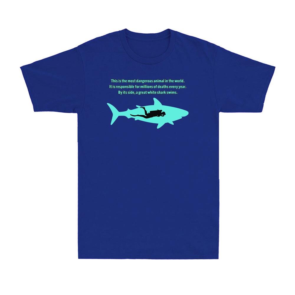 Dangerous Animal Diving with Great White Shark Funny Scuba Diving Men s T-Shirt S разноцветный