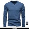 AIOPESON High Quality Men's Long Sleeve T-shirt Fashion Pure Cotton Henley Collar Long T Shirt Man Polera Manga Larga Hombre