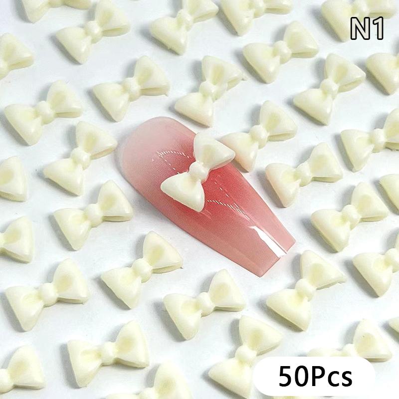 50Pcs Ribbon Resin Bow Nail Charm Parts 3D  Nail Art Decoration Accessories Supplies For Diy Korean Manicure Design