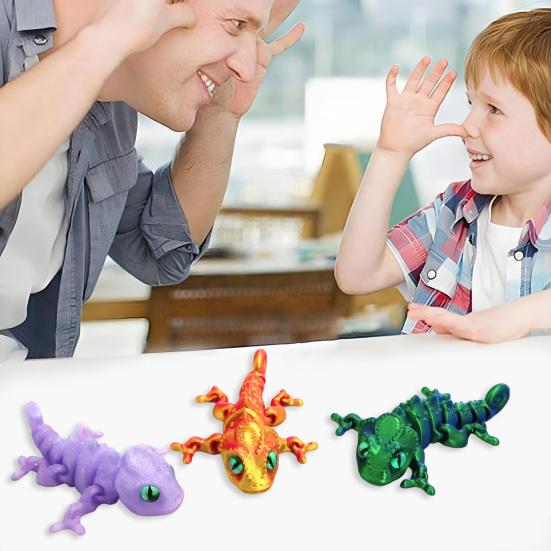 3D Printed Chameleon Figurine Movable Joints Mini Lizard Figure Articulated Animal