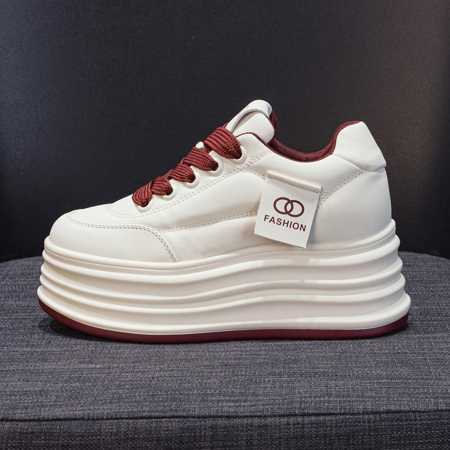 

8Cm thick-soled heightening muffin shoes student Korean version versatile 2025 spring and autumn new breathable bread shoes women 34 бежевый