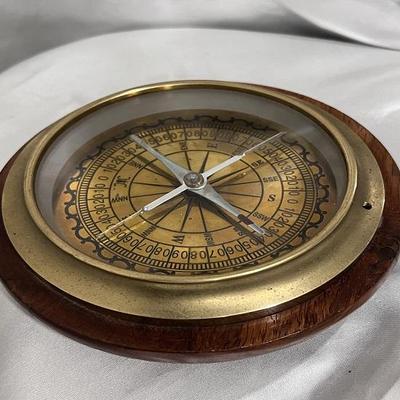 Vintage Glass and Wood Large Table Compass