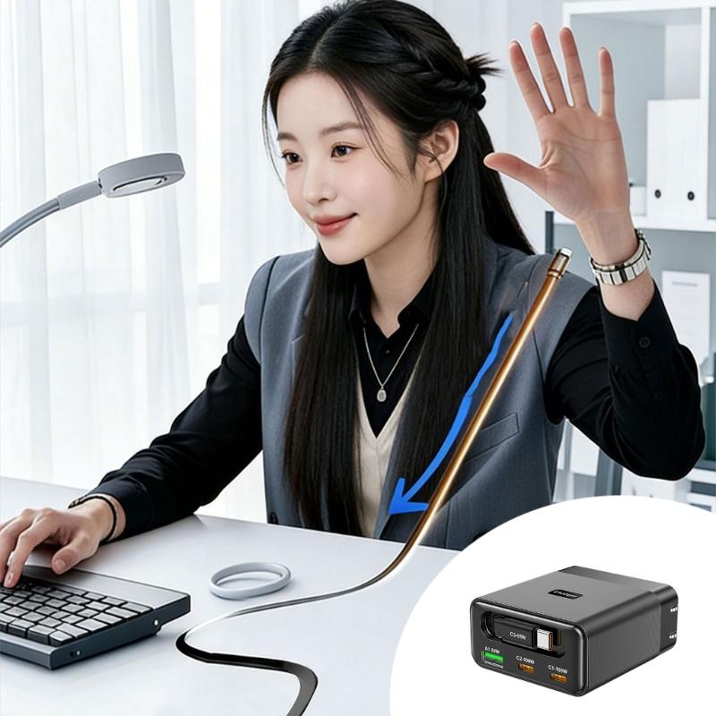 100W Wall Charger Charging Block Including Flexible USB C Cord And 3 Outputs Universal Power Supply Lightweighted