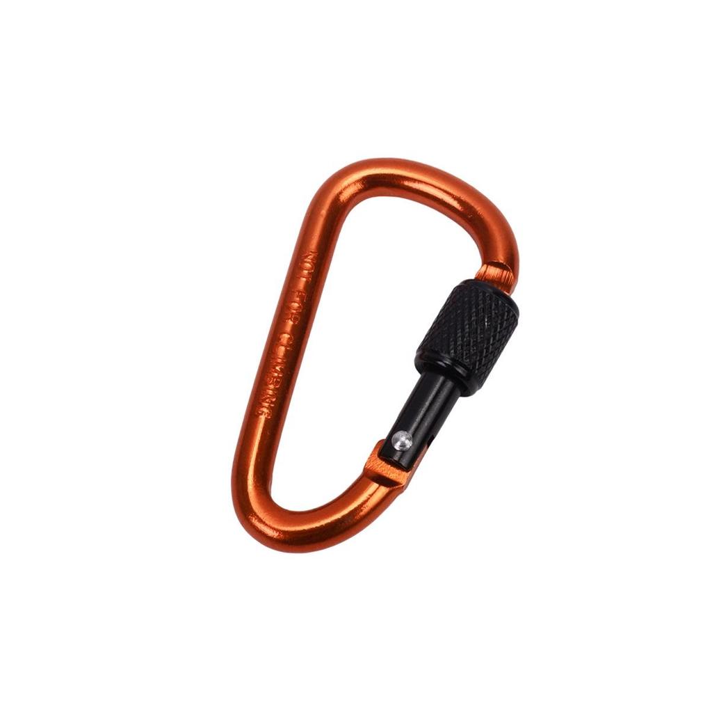 D-Shaped Locking Aluminum Carabiner No. 6 with Keyring for Backpack and Rope