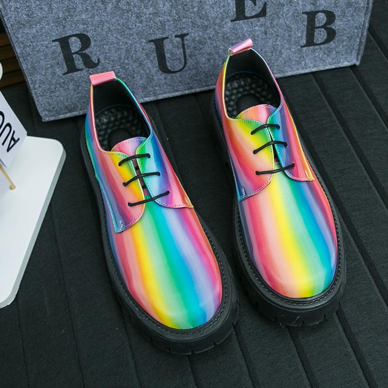 Fashion Classic Derby Shoes Colorful PU Men Thick soled Breathable Fashion Leather Shoes Men Business Office Travel Shoes Size 38-46