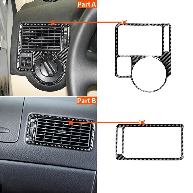 Car Carbon Fiber Interior Button Panel Trim Sticker Frame For VW Golf 4 GTI Jetta MK4 1999-2004 Styling Accessories