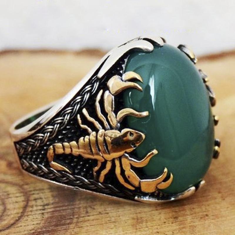 Pierścionki Skorpiony w Stylu Gotyckim Punkowym Męskie Pierścionki z Wzorem Skorpiona w Stylu Retro dla Mężczyzn Stylowy Pierścionek Hip Hopowy Pozłacany Pierścionek Kojot Męski