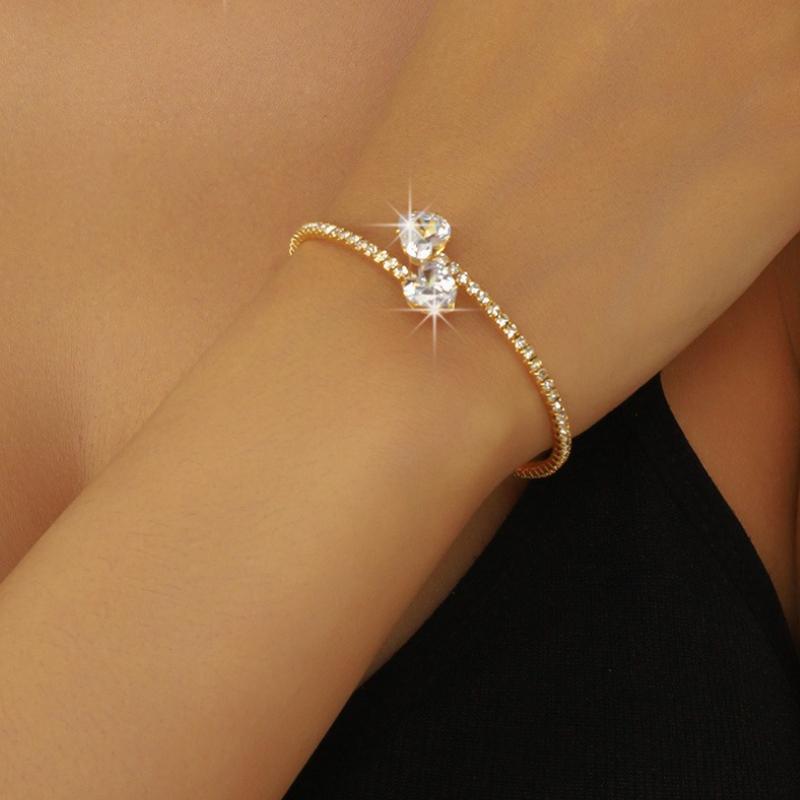 Shining Rhinestone Heart Collar Choker Necklace For Women Open Collar Necklace Torque Party Wedding Jewelry Gifts