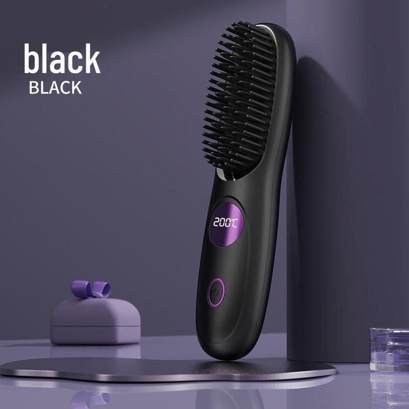 Wireless 2-in-1 Straightening & Curling Comb with Negative Ions for Smooth, Curly, or Wavy Hair