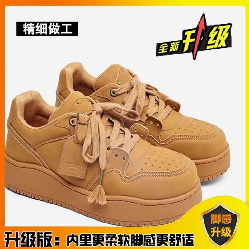 

Пара пшеничного цвета кеды мужские туфли весна новые на толстой подошве увеличивающие рост повседневные туфли ретро женские туфли универсальные модные туфли 40 хаки