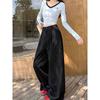 Kumikumi Idle Style Solid Drape High Waist Casual Pants Women Autumn Versatile Loose Slimming Wide Leg Pants Trousers