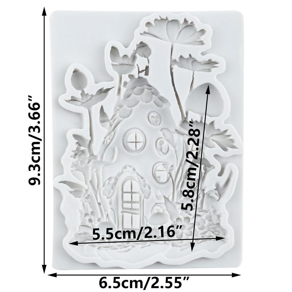 Fairy Garden House Silicone Mold Fairy Garden Rose House Fondant Molds Cake Decorating Tools Cupcake Topper Candy Sugar Craft Gum Paste Polymer Clay