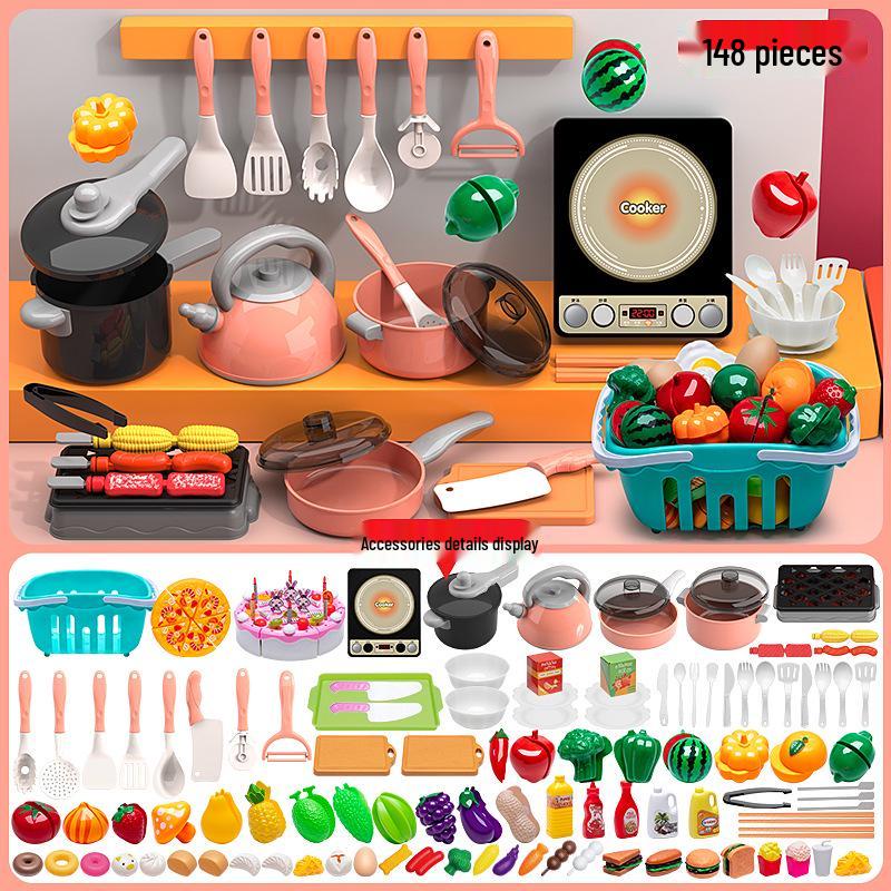 Kids' Play Kitchen Set: Cooking and Fruit Cutting Fun