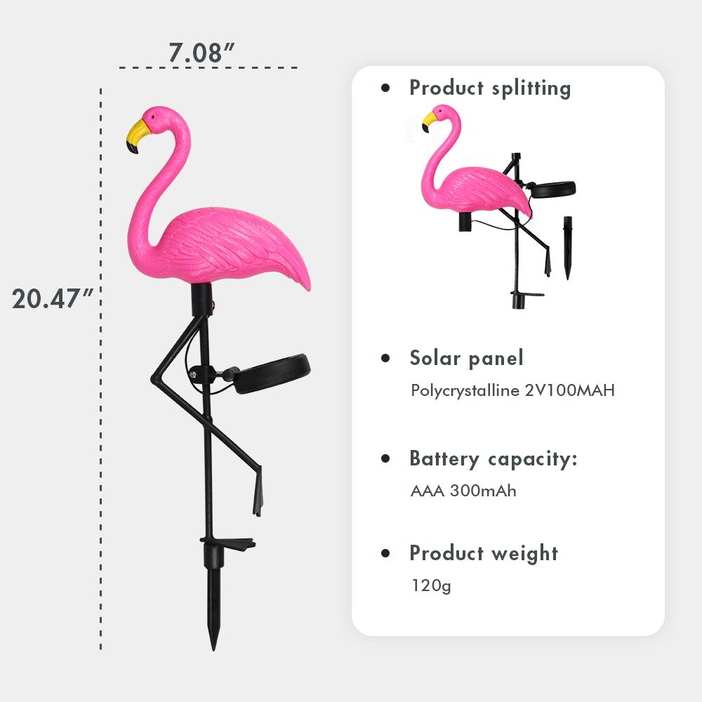 Flamingo Outdoor Landscape Yard Light Waterproof Solar Garden Lamps Lawn Lights Patio Walkway Lights Stake Light Holiday Decor