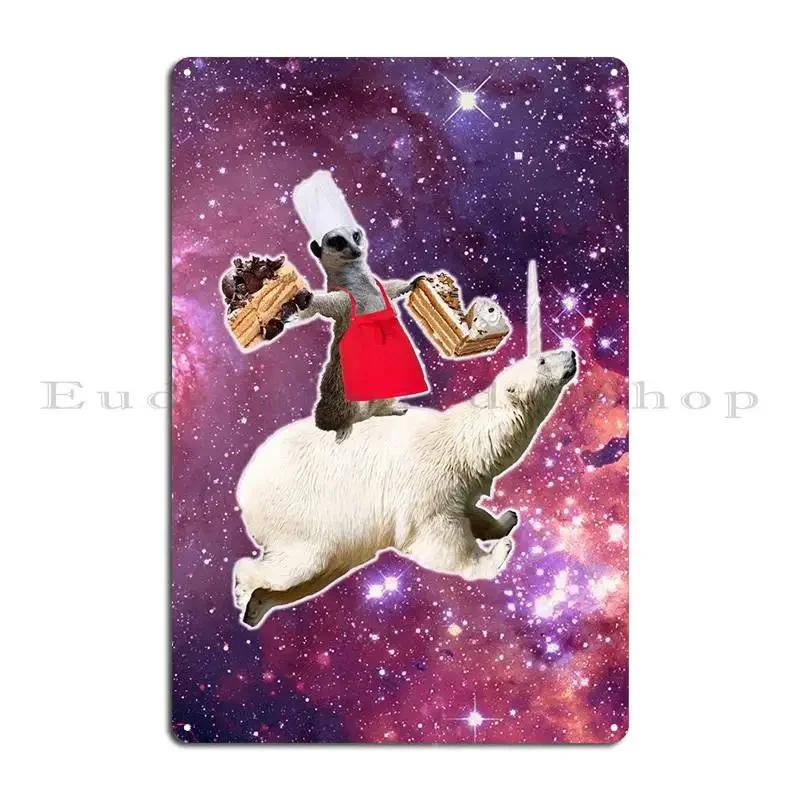 Lemur Riding Bear Unicorn Metal Plaque Poster Retro Plaques Designing Design Wall Cave Tin Sign Poster